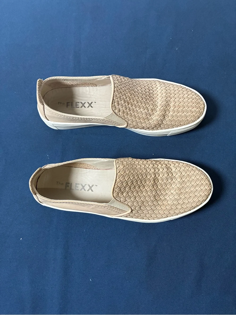 THE FLEXX Men’s Woven Slip-On Loafers in Tan with White Sole
